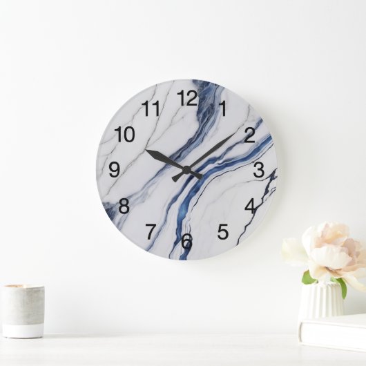 Grande Horloge Ronde Abstract Dark Blue Green Mist Fractal (Maison)