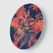 Grande Horloge Ronde Abstract Red Rose Art (Angle)