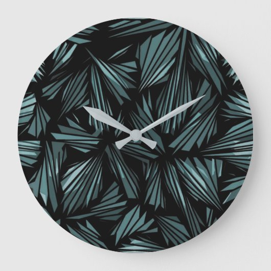 Grande Horloge Ronde Abstract Shattered Glass Blue Pattern Large Clock (Recto)