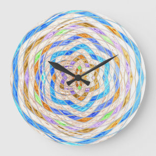 Grande Horloge Ronde Abstract Stained Glass Mosaic Pattern #3