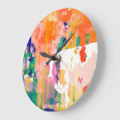 Grande Horloge Ronde Abstraction Vache Aquarelle Silhouette (Angle)