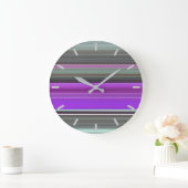 Grande Horloge Ronde Abstrait #1 : Violet et gris (Maison)
