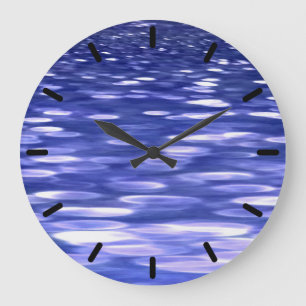 Grande Horloge Ronde Abstrait #3 : Bleu shimmer