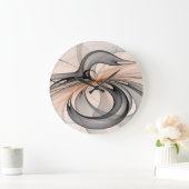 Grande Horloge Ronde Abstrait Anthracite Grey Sienna Art moderne fracta (Maison)