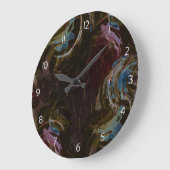 Grande Horloge Ronde Abstrait atomique noir rétro (Angle)