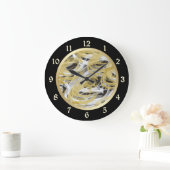 Grande Horloge Ronde Abstrait Black or (Maison)