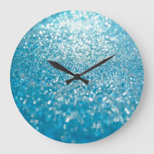 Grande Horloge Ronde Abstrait bleu, arrière - plan artistique.