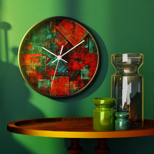 Grande Horloge Ronde Abstrait Cool coloré moderne Motif artistique