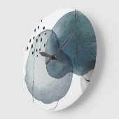 Grande Horloge Ronde Abstrait en bleu et gris (Angle)