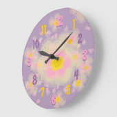 Grande Horloge Ronde Abstrait floral (rose/violet) (Angle)