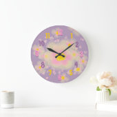 Grande Horloge Ronde Abstrait floral (rose/violet) (Maison)