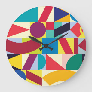 Grande Horloge Ronde Abstrait géométrique : Vintage Motif sans fil.