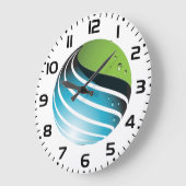 Grande Horloge Ronde Abstrait Green and Blue Globe Modern Earth (Angle)