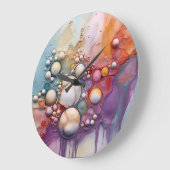 Grande Horloge Ronde Abstrait Liquid Pour Art Beach Vibes, Cellules de  (Angle)