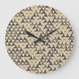 Grande Horloge Ronde Abstrait Motif triangle Vintage.