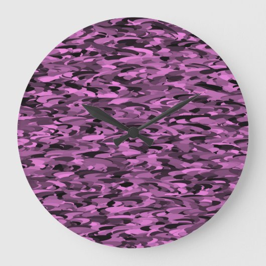 Grande Horloge Ronde Abstrait Motif violet noir (Recto)