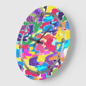 Grande Horloge Ronde Abstrait multicolore (Angle)