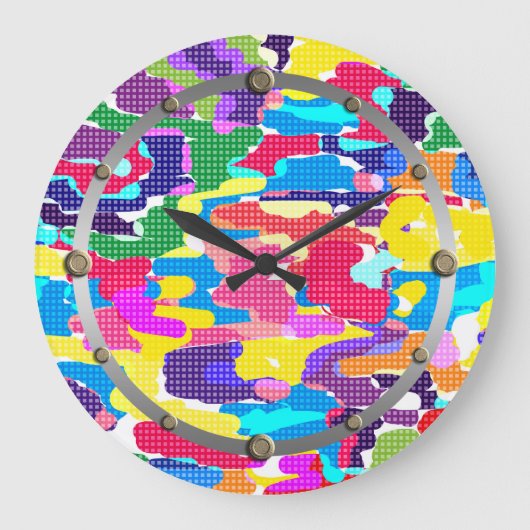 Grande Horloge Ronde Abstrait multicolore (Recto)