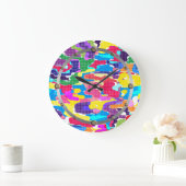 Grande Horloge Ronde Abstrait multicolore (Maison)