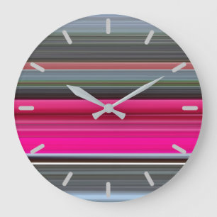 Grande Horloge Ronde Abstrait n° 1 : Cerise et gris