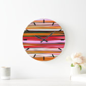 Grande Horloge Ronde Abstrait n° 2 : Flou orange (Maison)