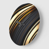 Grande Horloge Ronde Abstrait noir et or gras (Angle)