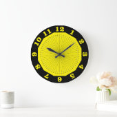 Grande Horloge Ronde abstrait noir jaune (Maison)