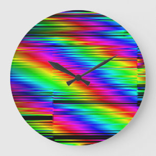 Grande Horloge Ronde Abstrait numérique : Conception graphique multicol