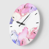 Grande Horloge Ronde Abstrait Pastel rose violet or (Angle)