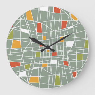 Grande Horloge Ronde Abstrait sans fil : Design Motif moderne.