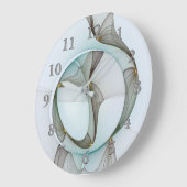 Grande Horloge Ronde Abstrait Turquoise Brown Gold Elegance (Angle)