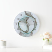 Grande Horloge Ronde Abstrait Turquoise Brown Gold Elegance (Maison)