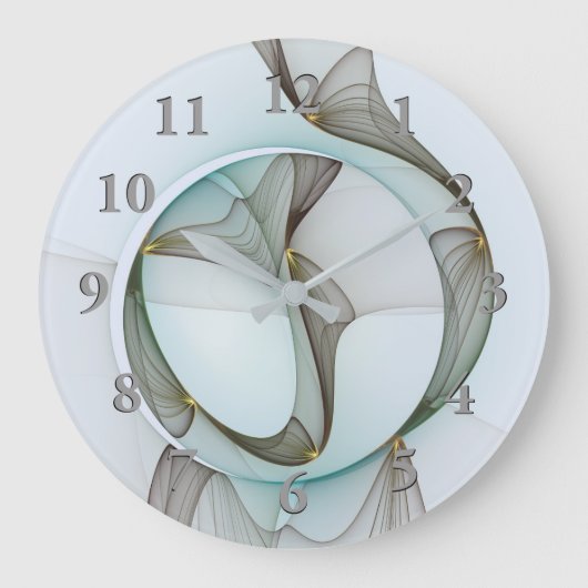 Grande Horloge Ronde Abstrait Turquoise Brown Gold Elegance (Recto)