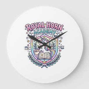 Grande Horloge Ronde Académie de la Corne Royale Licorne Impression de