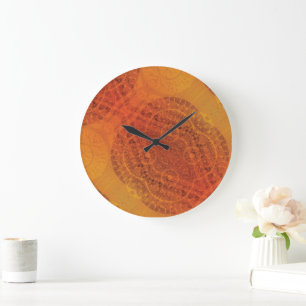 Grande Horloge Ronde Acceptation   Médaillons de saumons rouges orange 