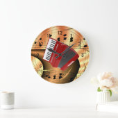 Grande Horloge Ronde Accordéon rouge Conception abstraite (Maison)