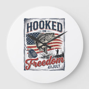 Grande Horloge Ronde Accro à la liberté pêche du 4 juillet