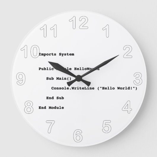 Grande Horloge Ronde Accueil du monde de Visual Basic Hello (Recto)