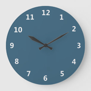 Grande Horloge Ronde Acier Bleu Uni