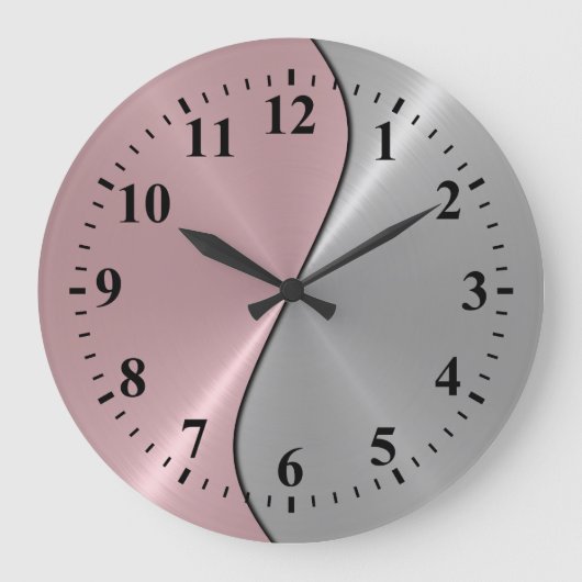 Grande Horloge Ronde Acier inoxydable en métal Look Déco 5 (Recto)