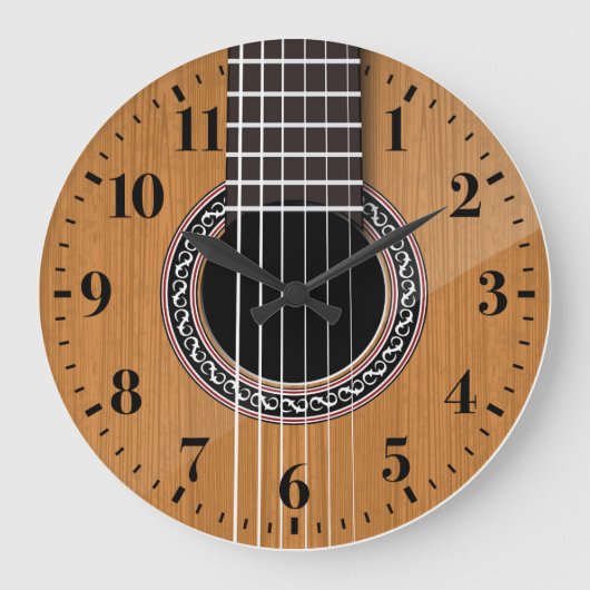 Grande Horloge Ronde Acoustic Guitar Wall Clock (Recto)