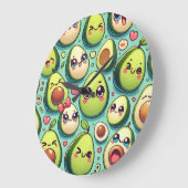 Grande Horloge Ronde Adorable Avocados (Angle)