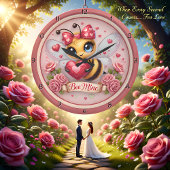 Grande Horloge Ronde Adorable Bee Mine Valentine