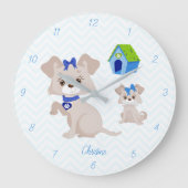 Grande Horloge Ronde Adorable mignonne maman chien avec chiot (Recto)