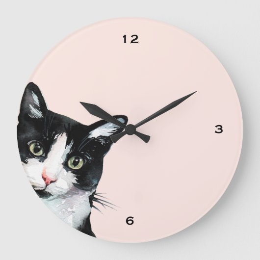 Grande Horloge Ronde Adorable Peeking Cat Blush (Recto)