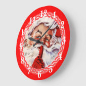 Grande Horloge Ronde Adorable Père Noël (Angle)