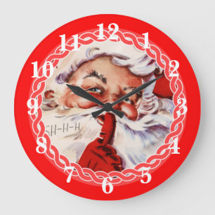 Grande Horloge Ronde Adorable Père Noël