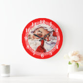 Grande Horloge Ronde Adorable Père Noël (Maison)