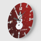 Grande Horloge Ronde Adorable Snowman (Angle)