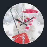 Grande Horloge Ronde Adorable Snowman With Santa Hat<br><div class="desc">This feness snowman with santa . Any girl would love to have this stylish design.If your art still needs to be adjusted, click on the Customize This button. This veut take you to a design area where you can move around and even change fonts !</div>
